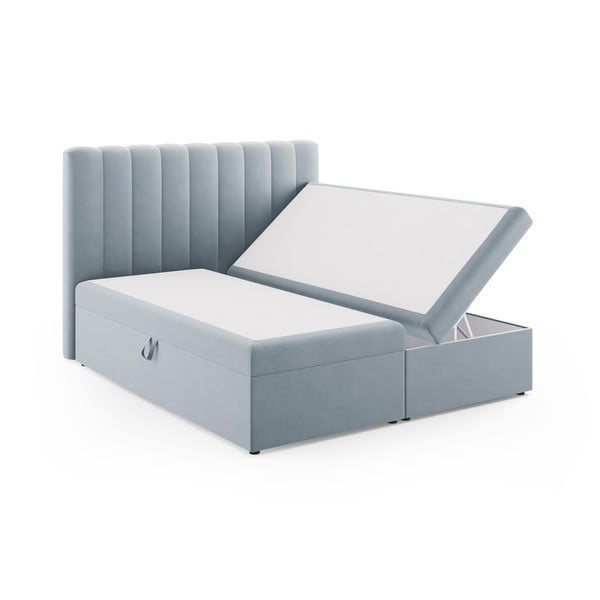 Letto boxspring azzurro con contenitore 180x200 cm Gina - Milo Casa-image-2
