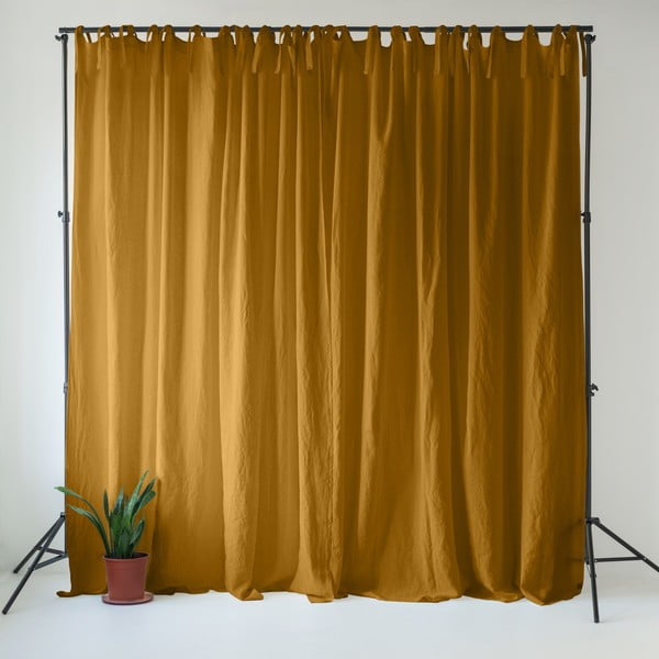 Tenda giallo ocra marrone in lino 140x300 cm Bronze – Linen Tales