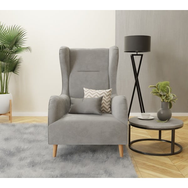 Poltrona in velluto grigio chiaro Carole - Ropez-image-4