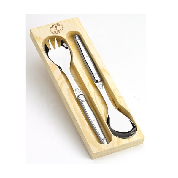 Set da insalata in acciaio inox in confezione di legno, lunghezza 28 cm All Inox - Jean Dubost