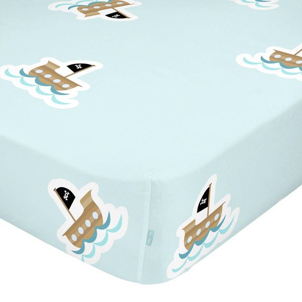Lenzuolo in cotone elasticizzato azzurro, 90 x 200 cm Flying Boy - Mr. Fox
