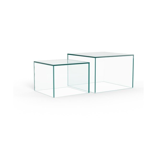 Set di tavolini da salotto in vetro 2 pz 50x50 cm Dice – Actona