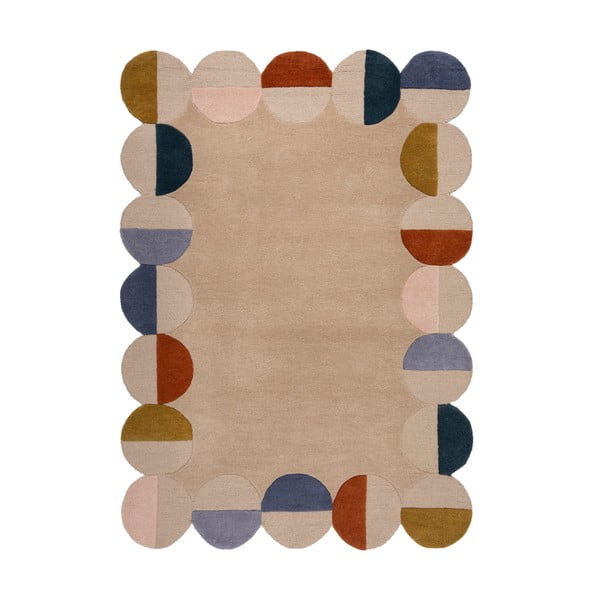 Tappeto beige in lana tessuto a mano 120x170 cm Mia Scallop Frame – Flair Rugs