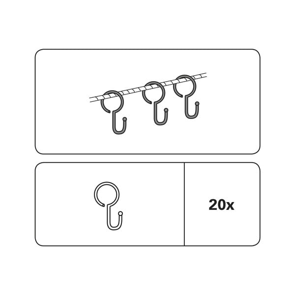 Ganci per tende in metallo in set da 20 - Gardinia-image-1
