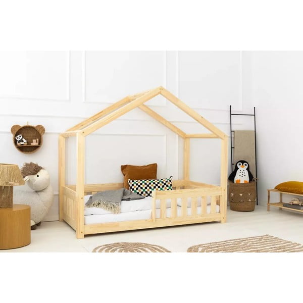 Letto per bambini in legno di pino di colore naturale 90x200 cm Mila RMP - Adeko-image-3