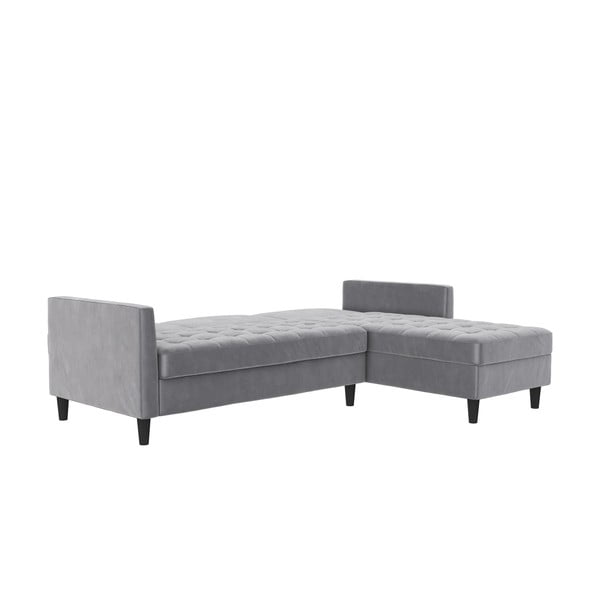 Divano angolare grigio chiaro in velluto Presley - Støraa-image-2