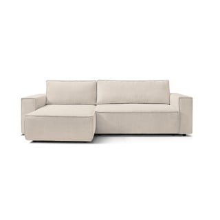 Divano letto in velluto a coste bianco e beige divano letto angolare Nihad - Bobochic Paris