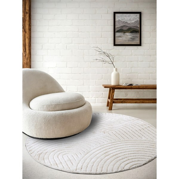 Tappeto rotondo bianco ø 200 cm Panglao New York White – Elle Decoration-image-1