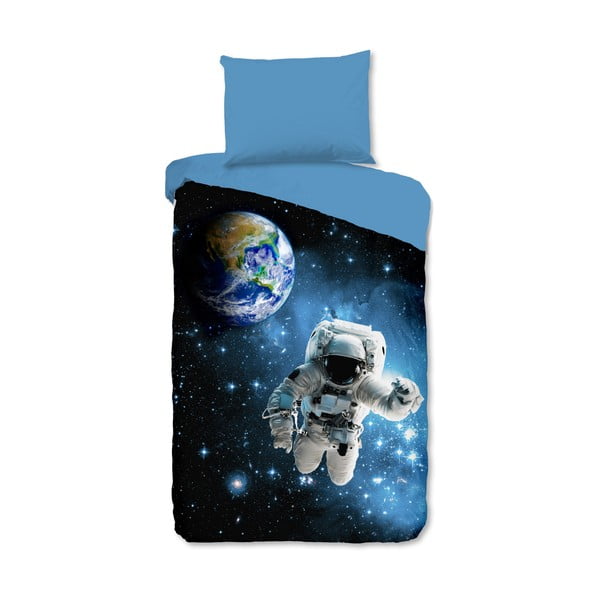 Set copripiumino e federa da bambini blu in cotone per letto singolo 140x200 cm Astronaut – Good Morning
