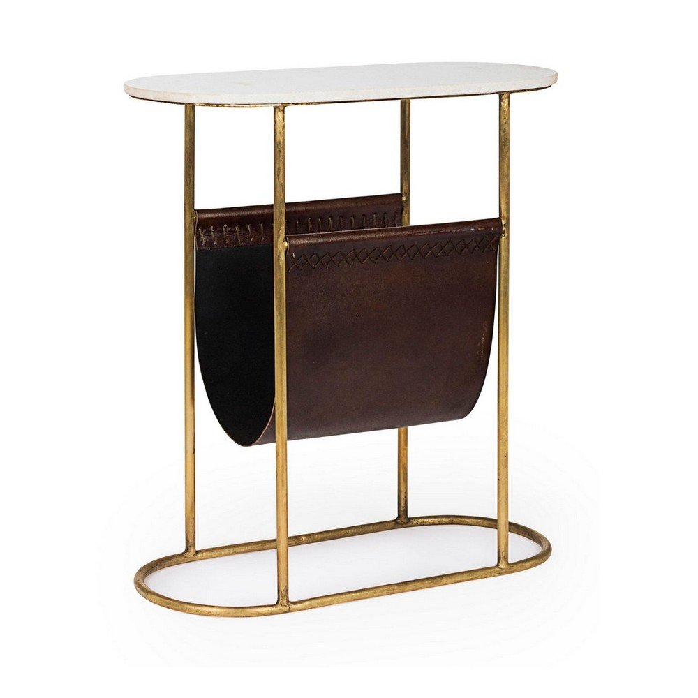 Tavolo consolle marrone/dorato con piano in marmo 23x53 cm Marmol – Bizzotto | Tavoli consolle