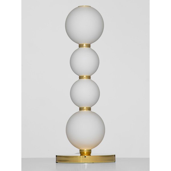 Lampada da tavolo LED bianca/dorata in metallo con paralume in vetro (altezza totale 31 cm) Perla – Nova Luce-image-2