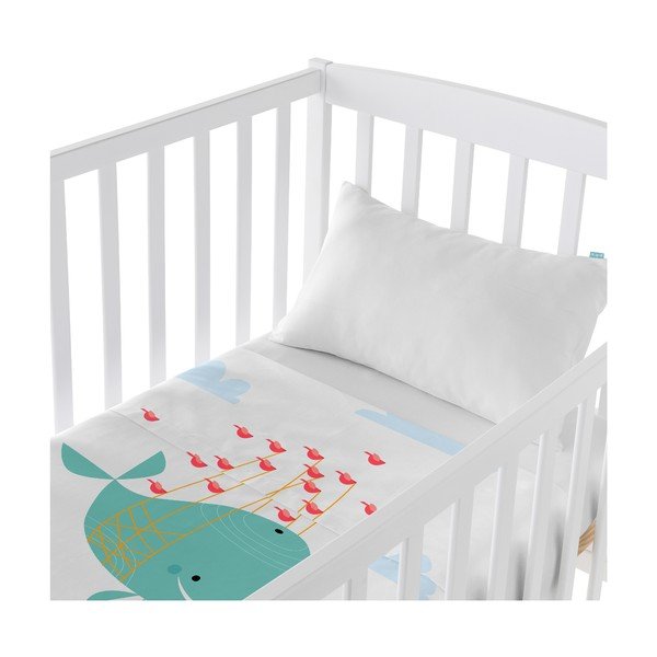 Tenký přehoz a povlak na polštář Moshi Moshi Whale, 100 x 130 cm-image-1
