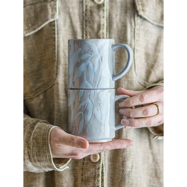 Set di tazze grige in gres 2 pz da 350 ml Aurora - Bloomingville-image-1