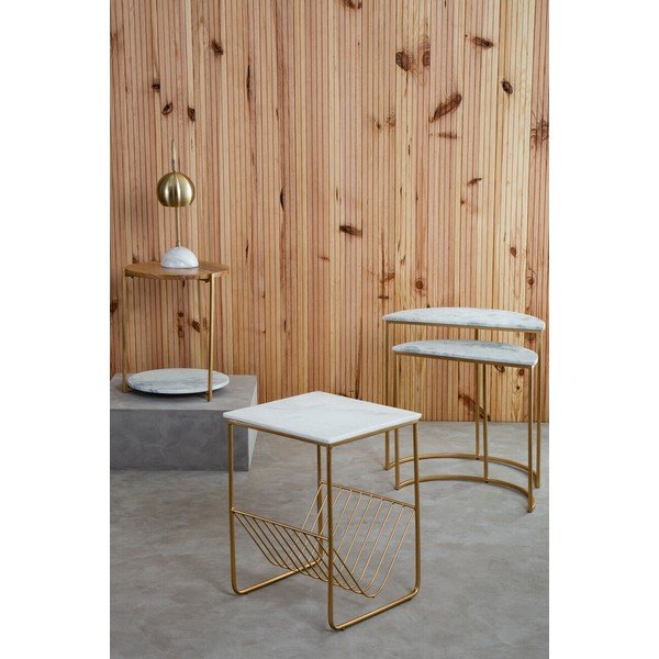 Tavolino con piano in marmo 40x40 cm Mandoli – Premier Housewares-image-1