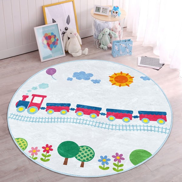 Tappeto azzurro per bambini ø 100 cm Comfort - Mila Home-image-4