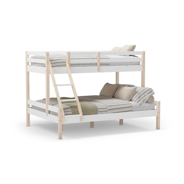 Letto a castello bianco in legno di pino 90x190/140x190 cm Livia - Marckeric-image-4