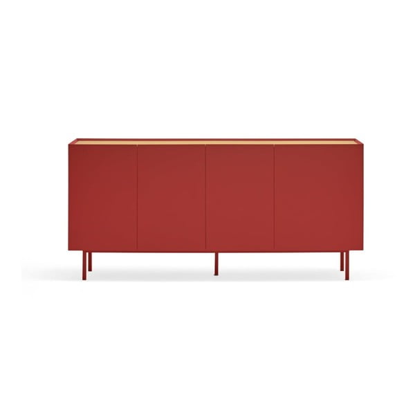 Cassettiera bassa rossa effetto rovere 165x78 cm Arista - Teulat