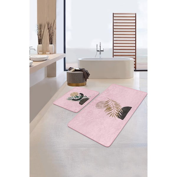 Tappetini da bagno rosa in set da 2 100x60 cm - Minimalist Home World-image-2