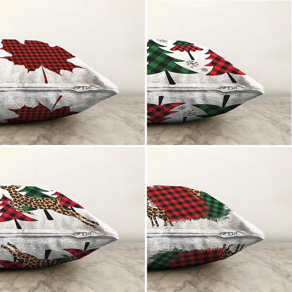 Set di 4 federe in ciniglia Leaf, 55 x 55 cm - Minimalist Cushion Covers-image-1