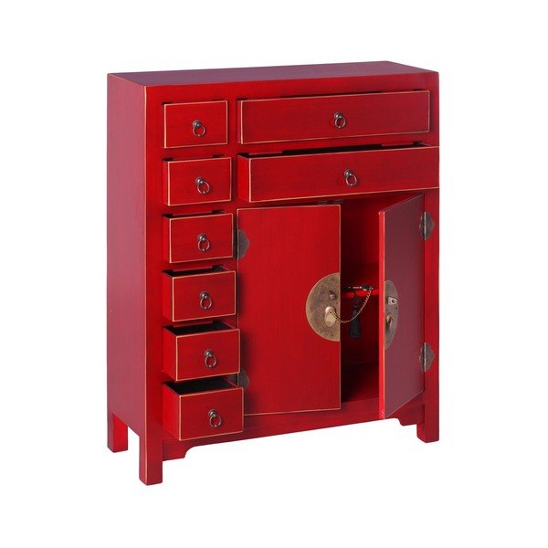 Cassettiera alta rossa 73x90 cm Oriente - Ixia-image-2