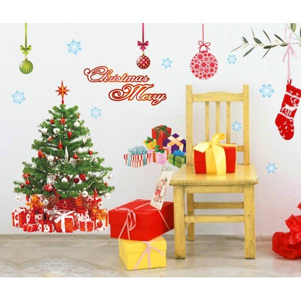 Adesivi natalizi Babbo Natale, palline e albero - Ambiance