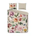 Set copripiumino e federa beige in raso di cotone per letto matrimoniale ed esteso 200x220 cm Fiori – Descanso