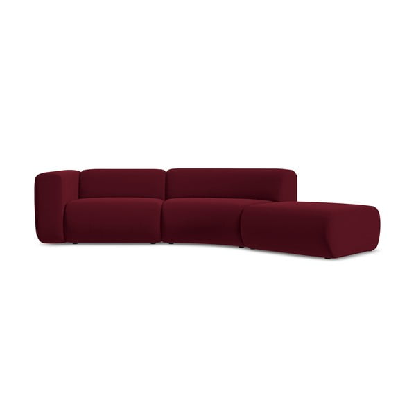 Chaise longue burgundy (con penisola a destra) con rivestimento in velluto Ekahi – Makamii