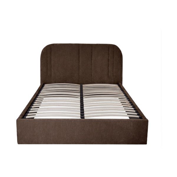 Letto matrimoniale imbottito marrone con contenitore con rete inclusa 160x200 cm Sidney – Bobochic Paris-image-3