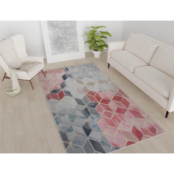 Tappeto lavabile rosa chiaro/grigio chiaro 80x150 cm - Vitaus-image-1