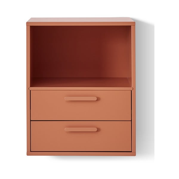 Comodino a parete rosso mattone con 2 cassetti Keep by Hammel - Hammel Furniture