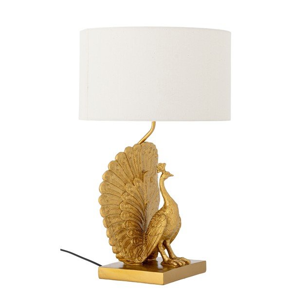 Lampada da tavolo dorata con paralume in tessuto (altezza totale 58,5 cm) Peacock – Bloomingville-image-3