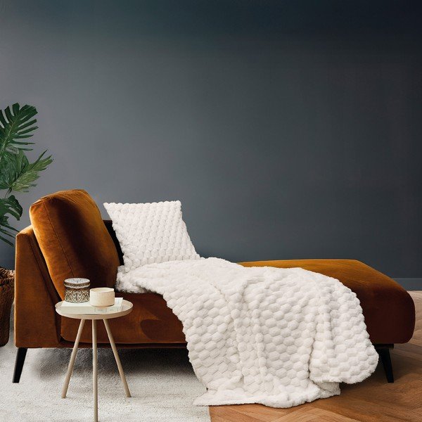 Coperta color crema in micropile 220x240 cm Frosty – douceur d'intérieur-image-1