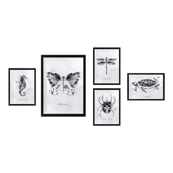 Dipinti in set da 5 pezzi Butterfly - Wallity