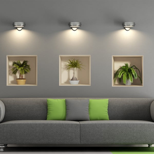 Set di 3 adesivi con palme effetto 3D - Ambiance