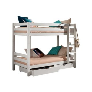 Letto a castello bianco in legno di pino con spazio di archiviazione PINO - Vipack
