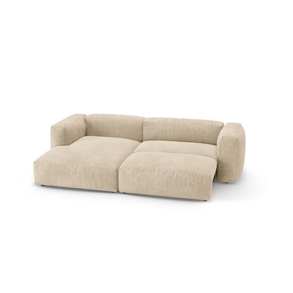 Divano angolare componibile color crema allungabile (con penisola a sinistra/con chaise lounge) con rivestimento in velluto – Micadoni -image-4