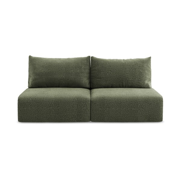 Divano letto verde con contenitore 216 cm Kalena - Makamii