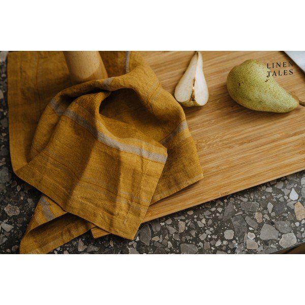Asciugamano di lino 65x65 cm Amber Bronze Stripes - Linen Tales-image-1
