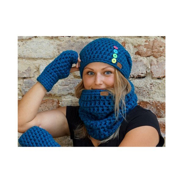 Scaldabraccia blu all'uncinetto Malvin - DOKE-image-4