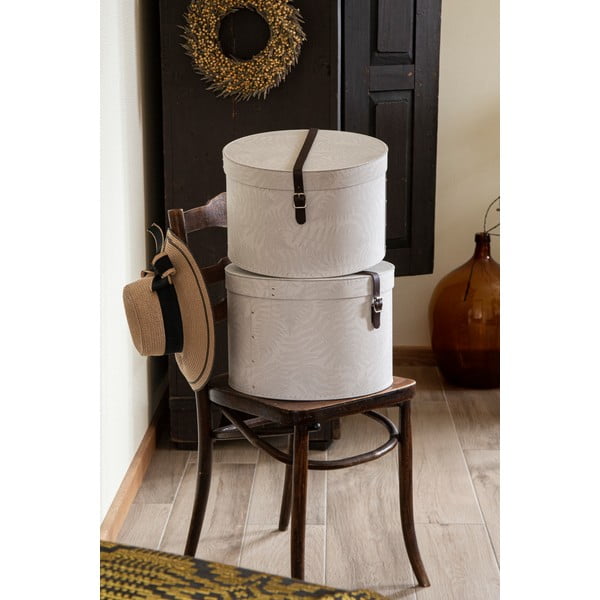 Scatole in set con coperchio color crema in cartone 2 pz ø 37,5x25,5 cm Rut Paper Laminate – Bigso-image-1