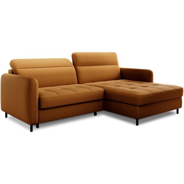 Divano angolare giallo allungabile/con contenitore (con penisola a destra/con chaise lounge) e rivestimento in velluto Gomsi – ELTAP-image-2