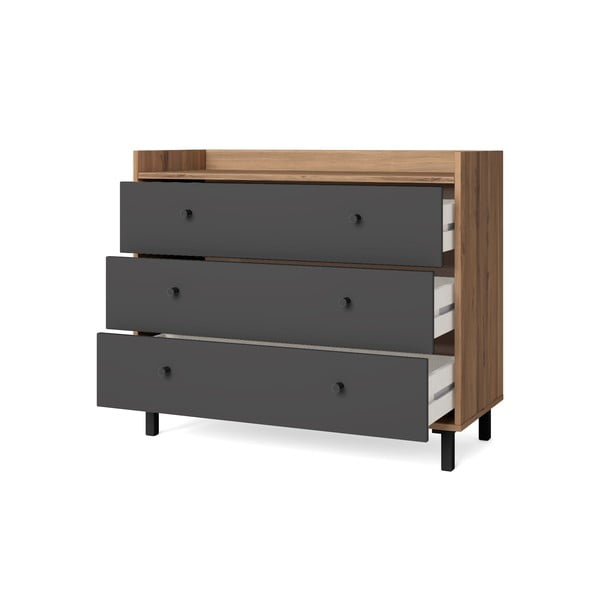 Cassettiera bassa grigia in noce 92x75 cm Malta - Marckeric-image-2