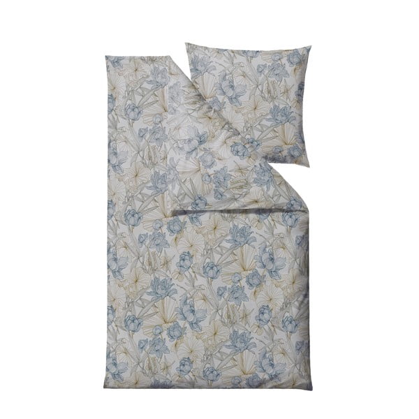 Biancheria da letto singola in cotone sateen blu 220x155 cm Foliage - Södahl