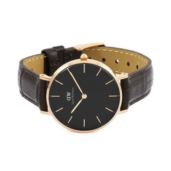 Orologio da donna con cinturino in pelle e dettagli in oro rosa Petite York, ⌀ 32 mm - Daniel Wellington-image-2