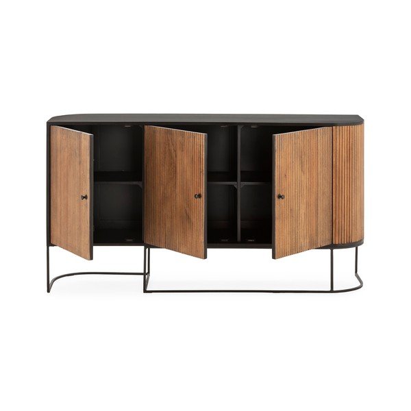 Credenza di colore naturale in mango massiccio 165x90x40 cm Curve – MOME-image-4
