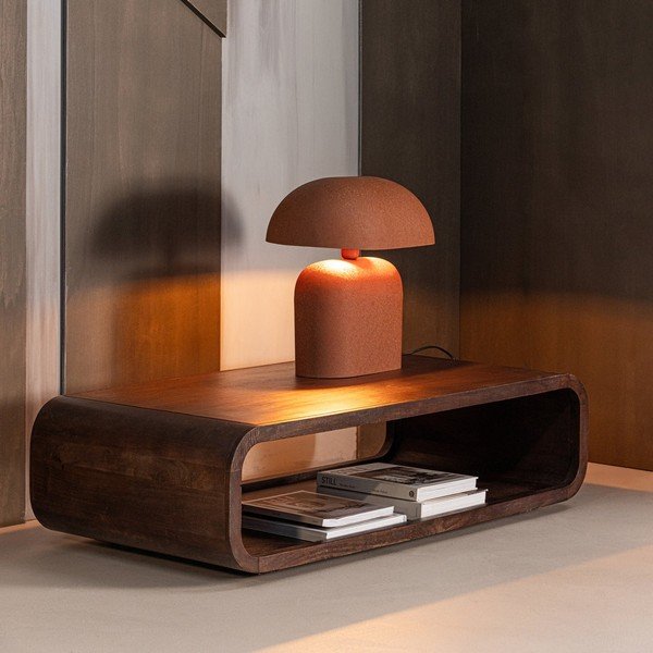 Tavolino da salotto colore naturale scuro in mango massiccio 60x120 cm Kinu – WOOOD-image-1