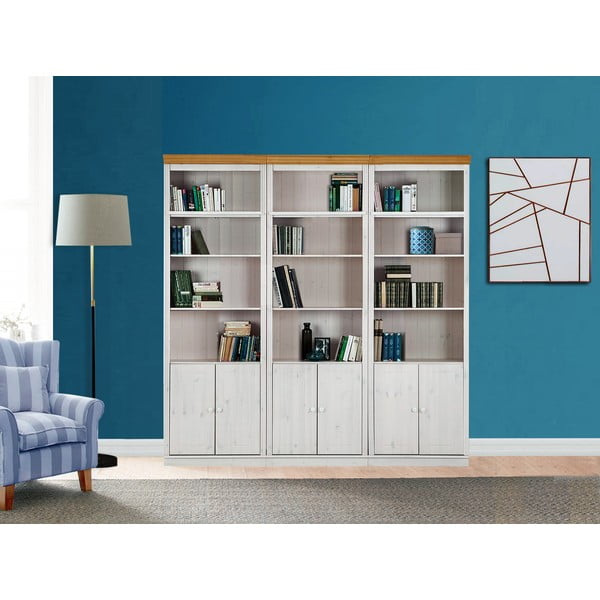 Libreria in legno di pino bianco 222x223 cm Anita - Støraa-image-1