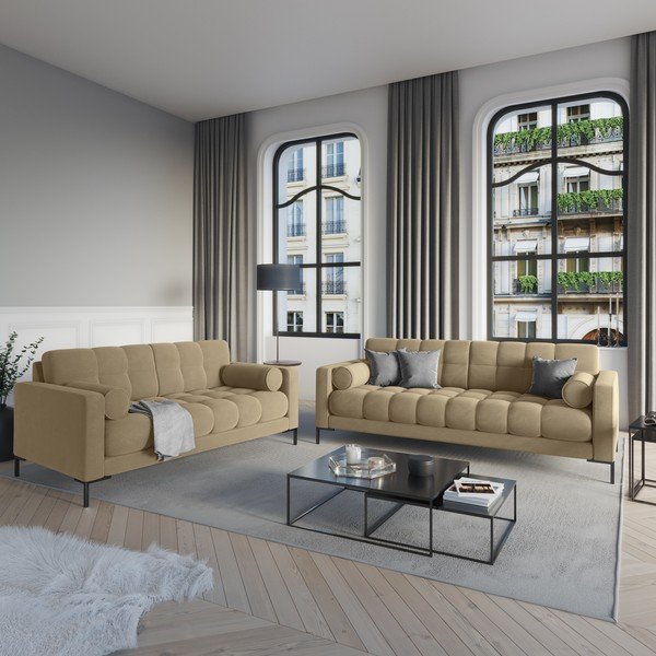 Divano in velluto beige Bali - Cosmopolitan Design-image-1