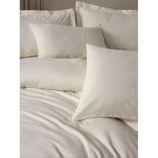 Set copripiumino e federa beige in cotone renforcé per letto singolo 140x200 cm Checkered – Mila Home Luxury-image-1