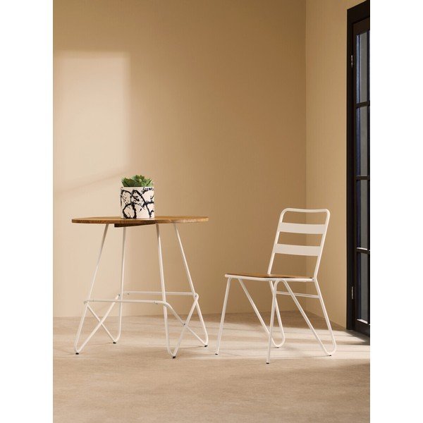 Sedia da pranzo bianca/di colore naturale in olmo massiccio District – Premier Housewares-image-1